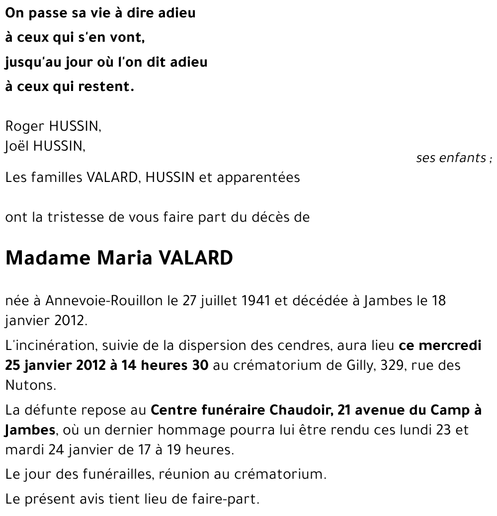 Maria VALARD