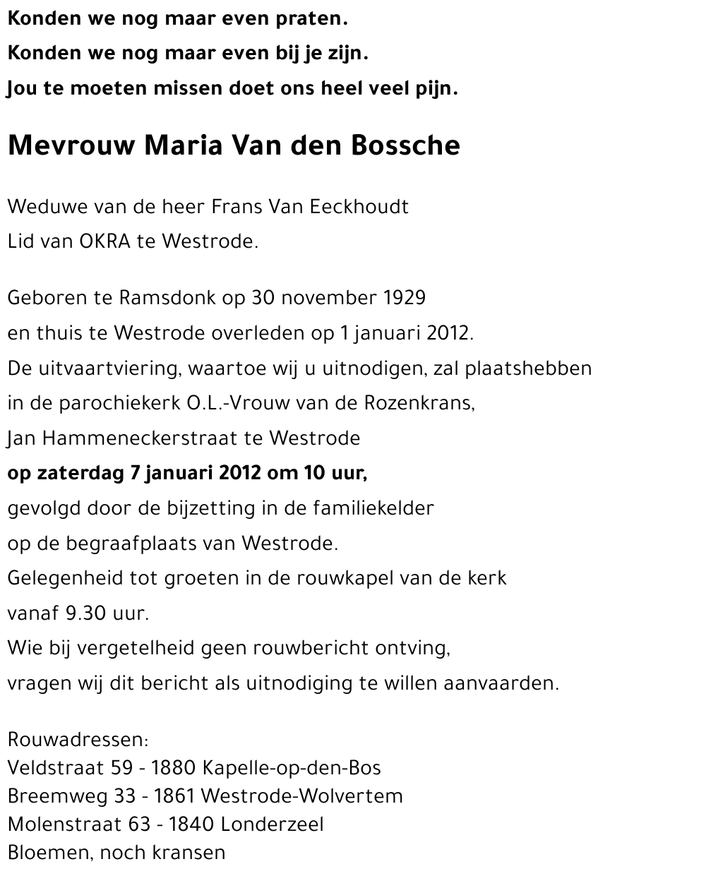 Maria Van den Bossche