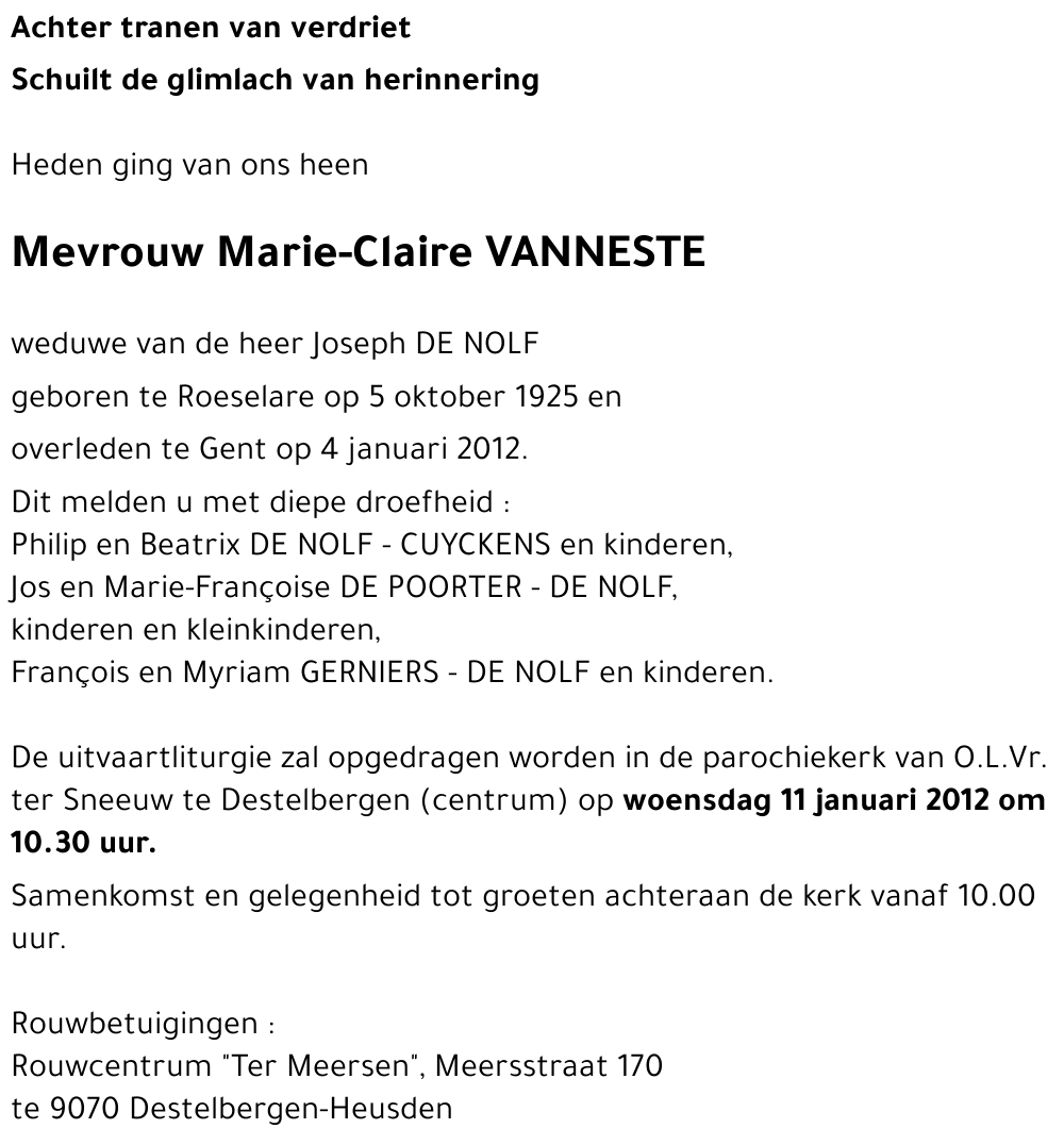 Marie-Claire VANNESTE