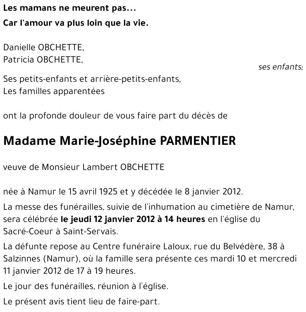 Marie-Joséphine PARMENTIER