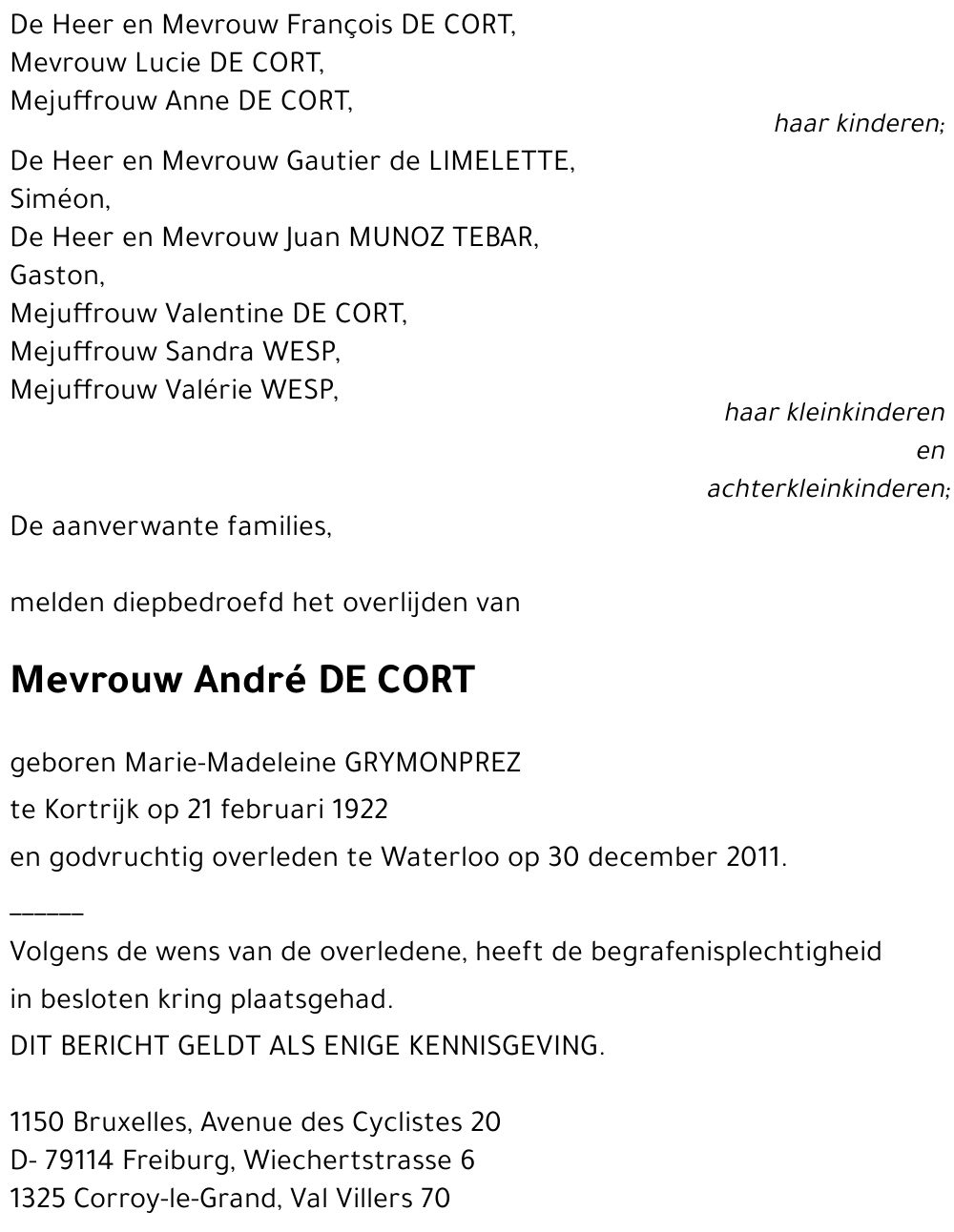 Marie-Madeleine GRYMONPREZ