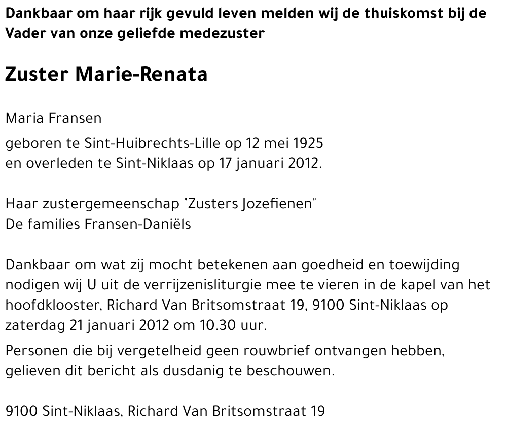 Marie-Renata MARIA FRANSEN