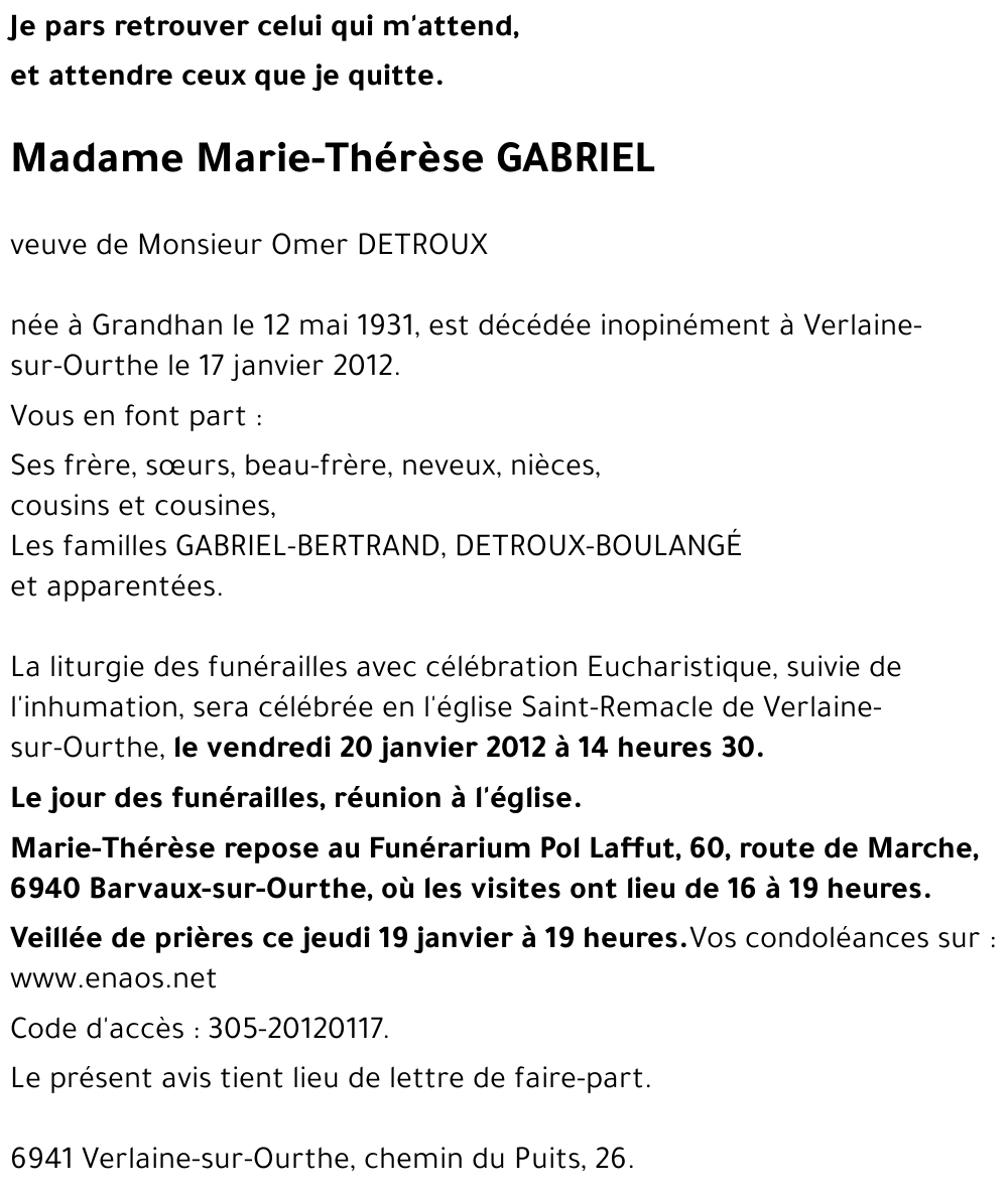 Marie-Thérèse GABRIEL
