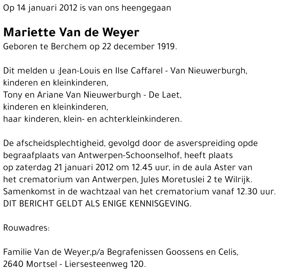 Mariette Van de Weyer