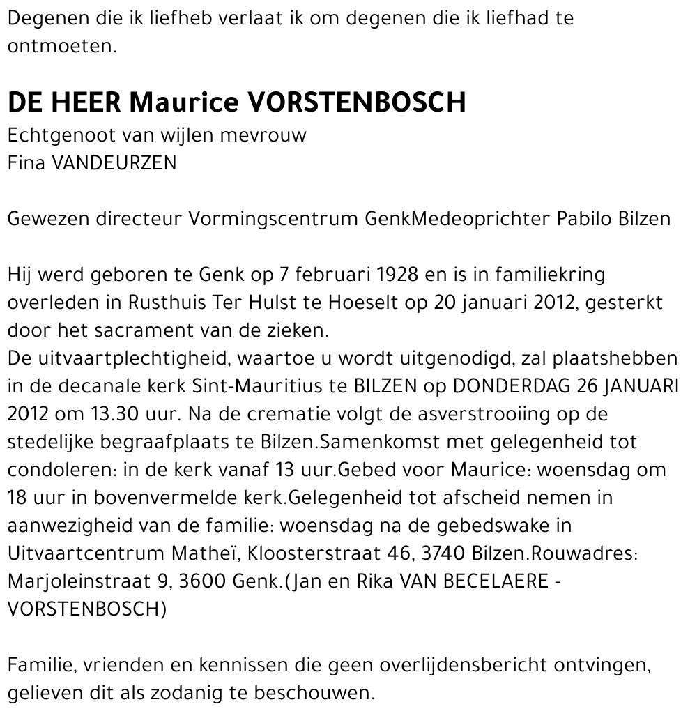 Maurice VORSTENBOSCH