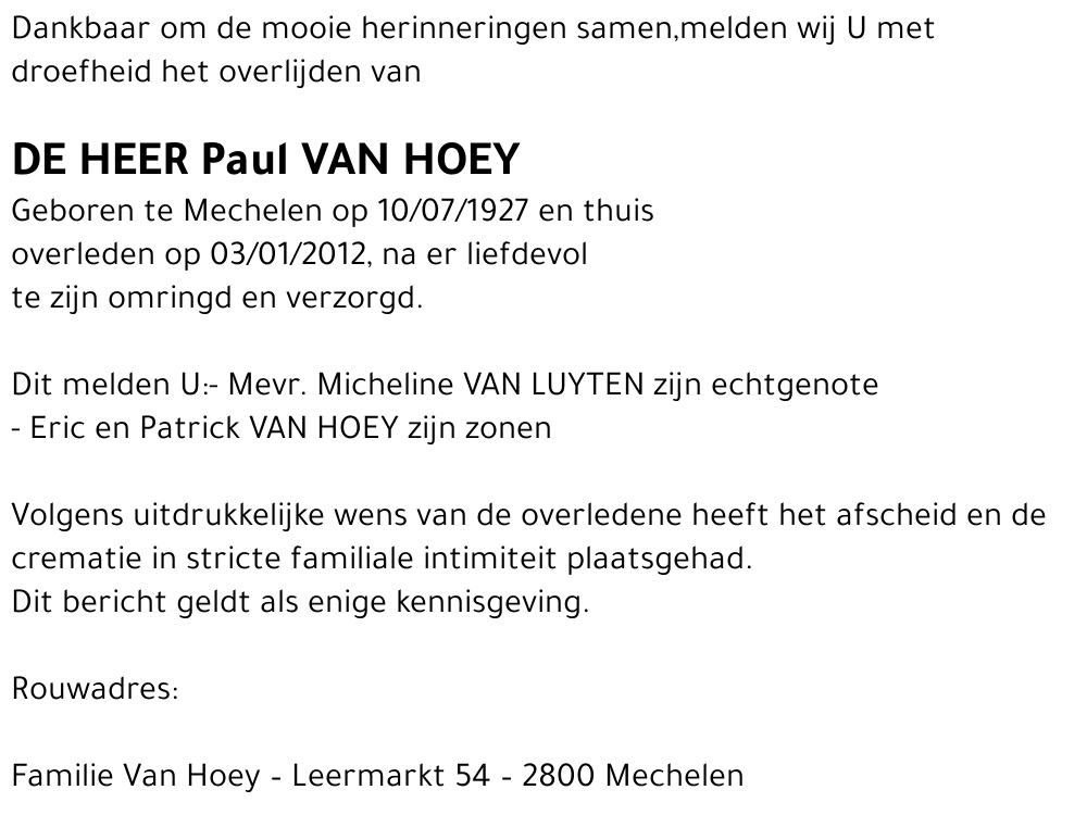 Paul Van Hoey