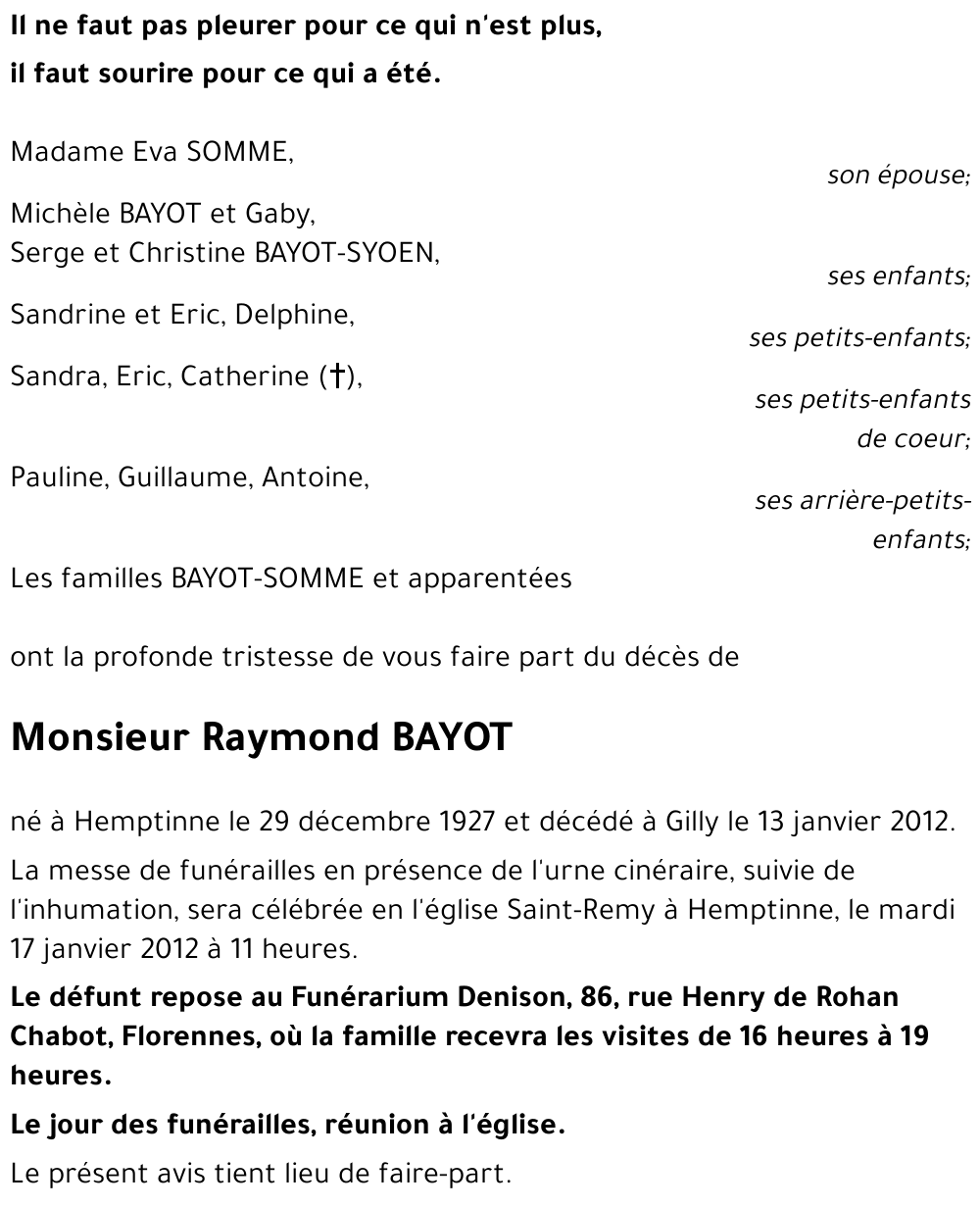 Raymond BAYOT