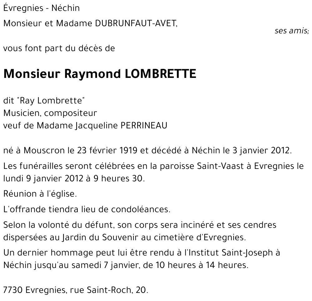 Raymond LOMBRETTE