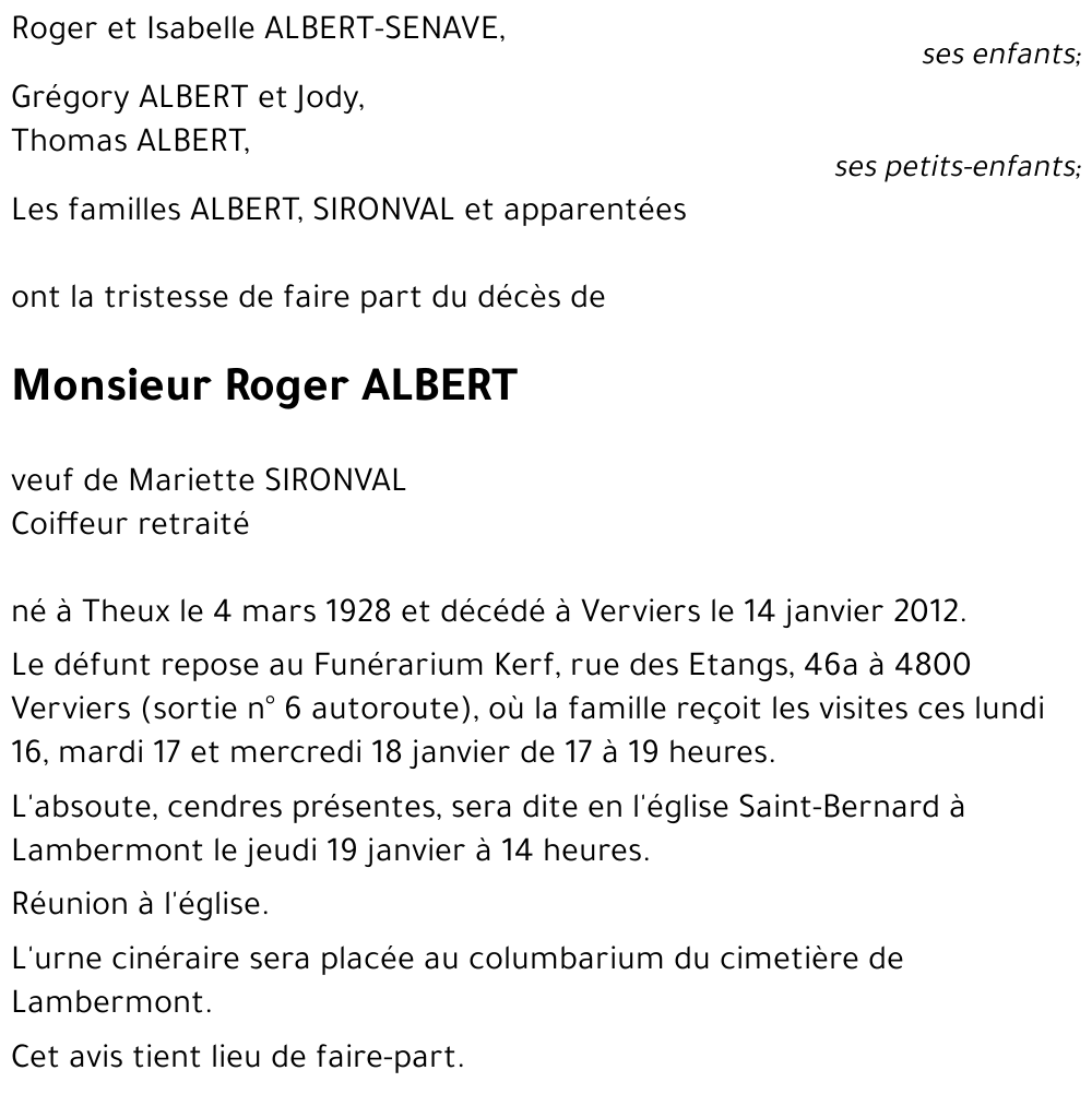 Roger ALBERT