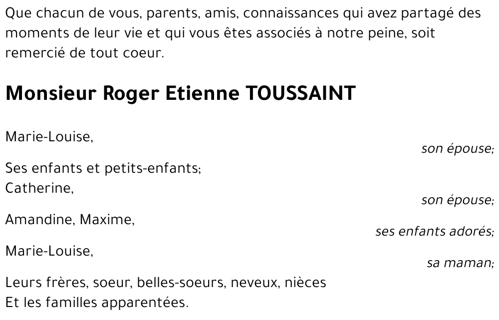 Roger - Etienne TOUSSAINT