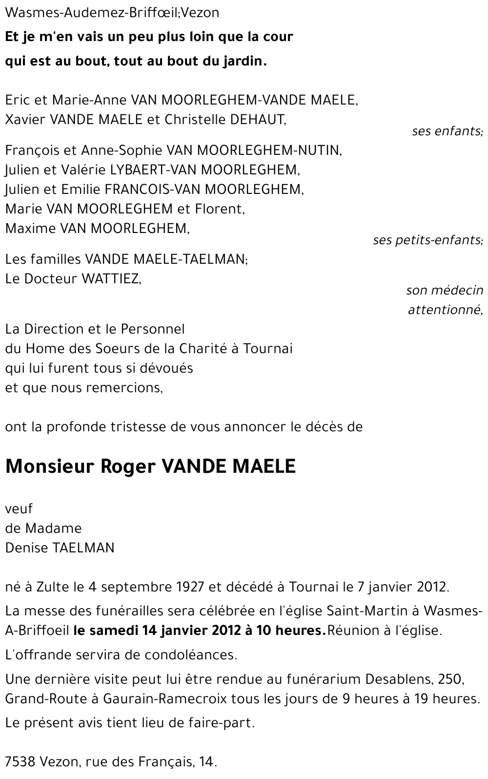 Roger VANDE MAELE