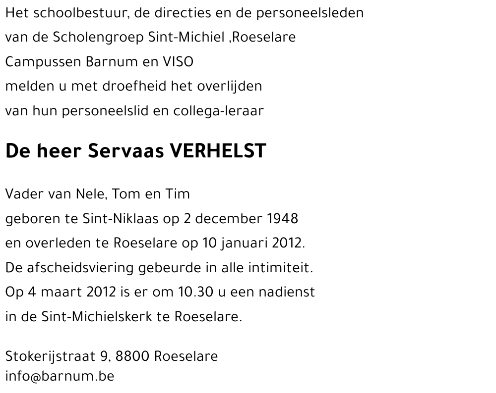 Servaas VERHELST