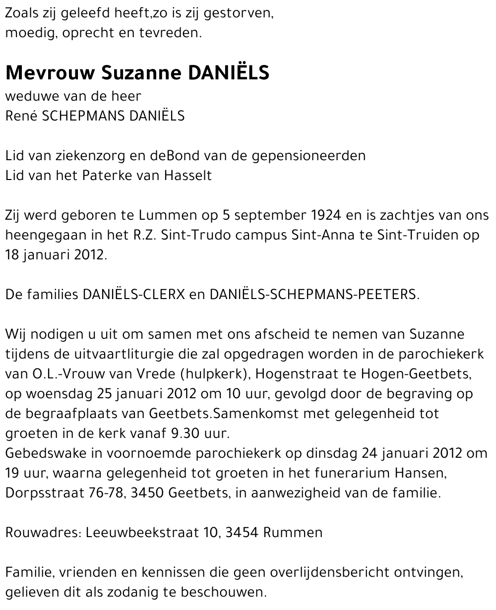Suzanne DANIËLS