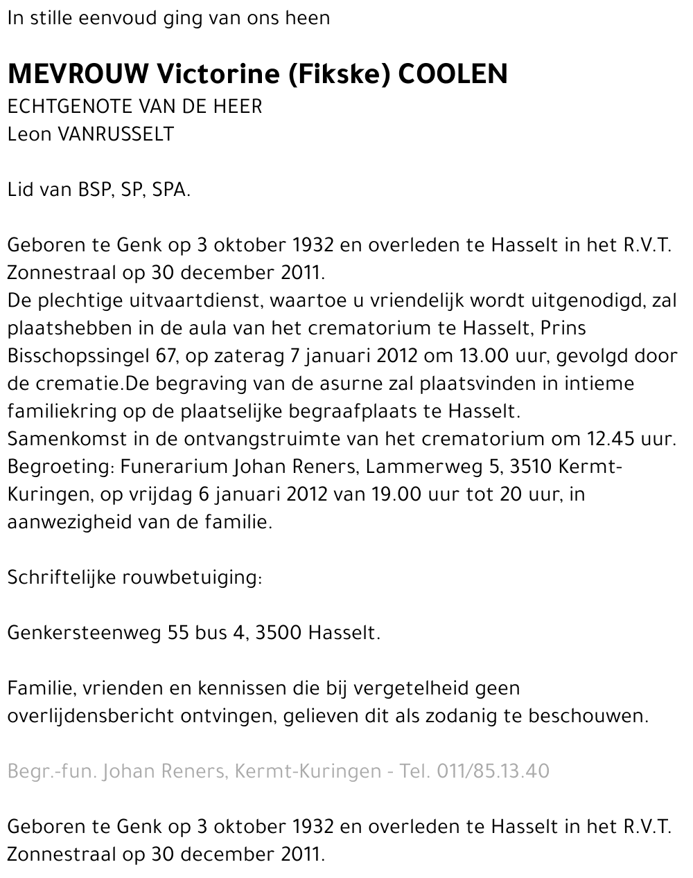 Victorine (Fikske) Coolen