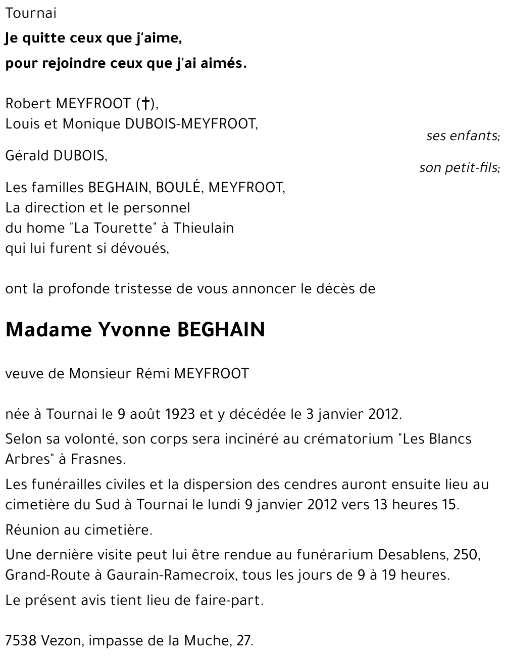 Yvonne BEGHAIN