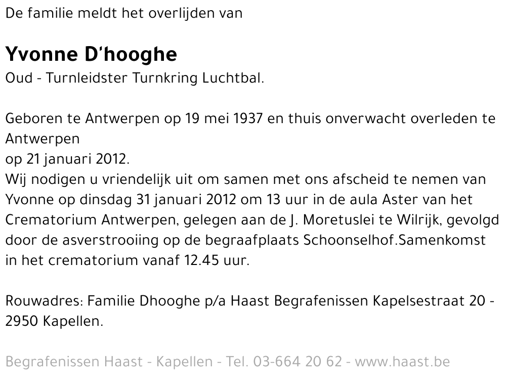Yvonne D'hooghe