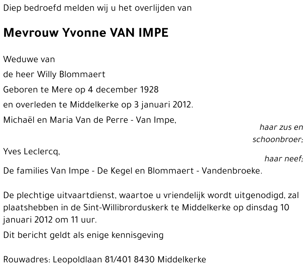 Yvonne VAN IMPE