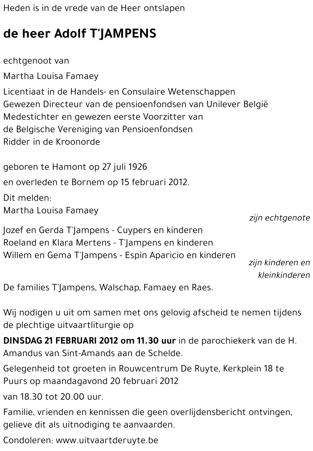Adolf T'JAMPENS