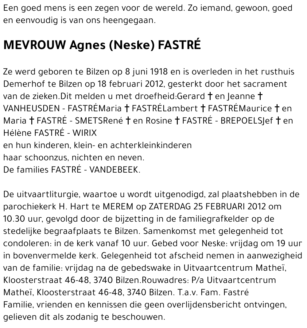 Agnes FASTRÉ