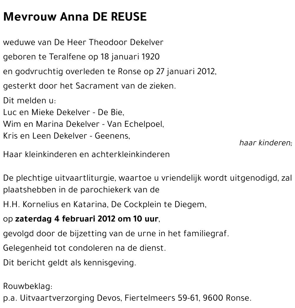 Anna DE REUSE