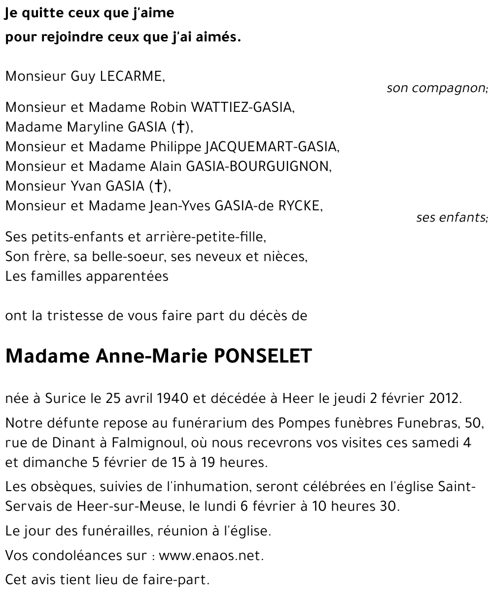 Anne-Marie PONSELET