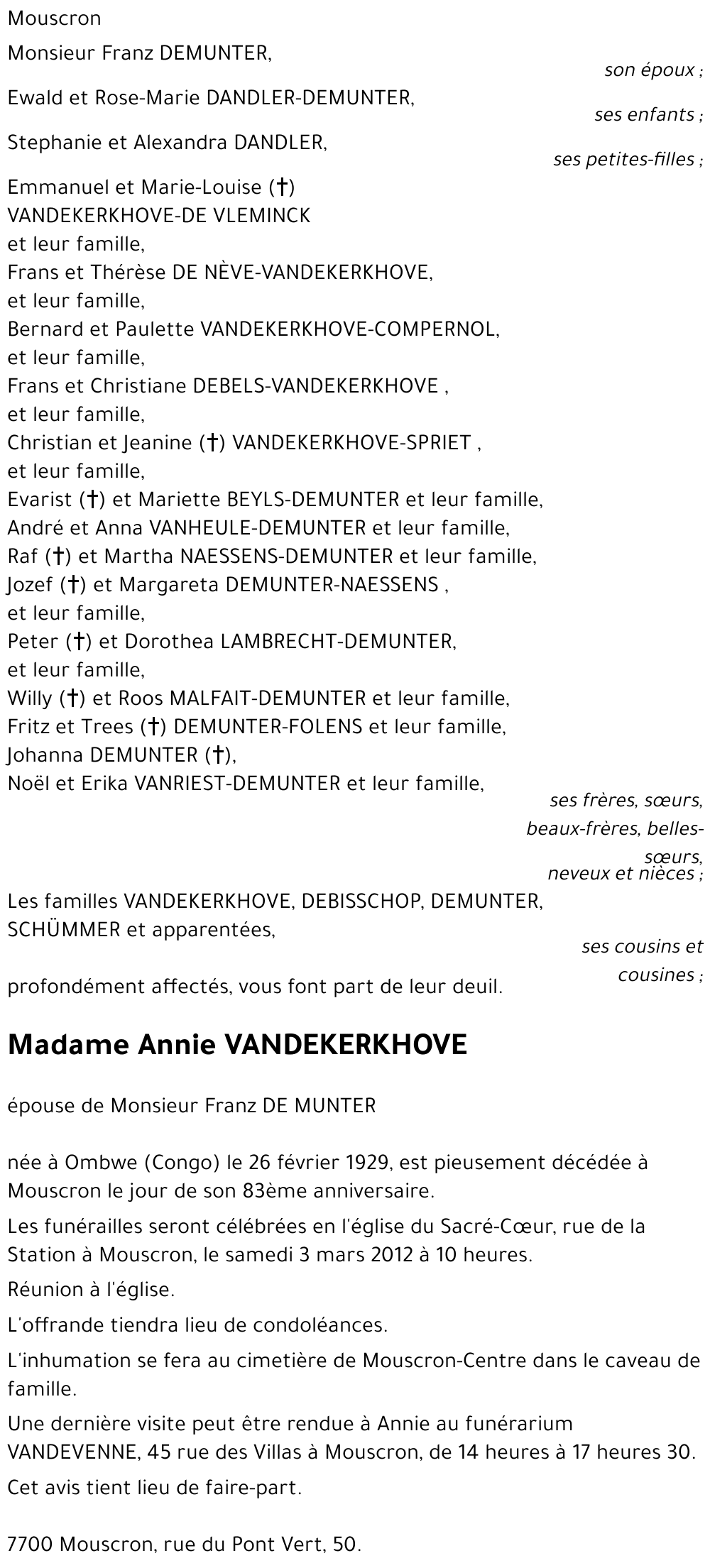 Annie VANDEKERKHOVE