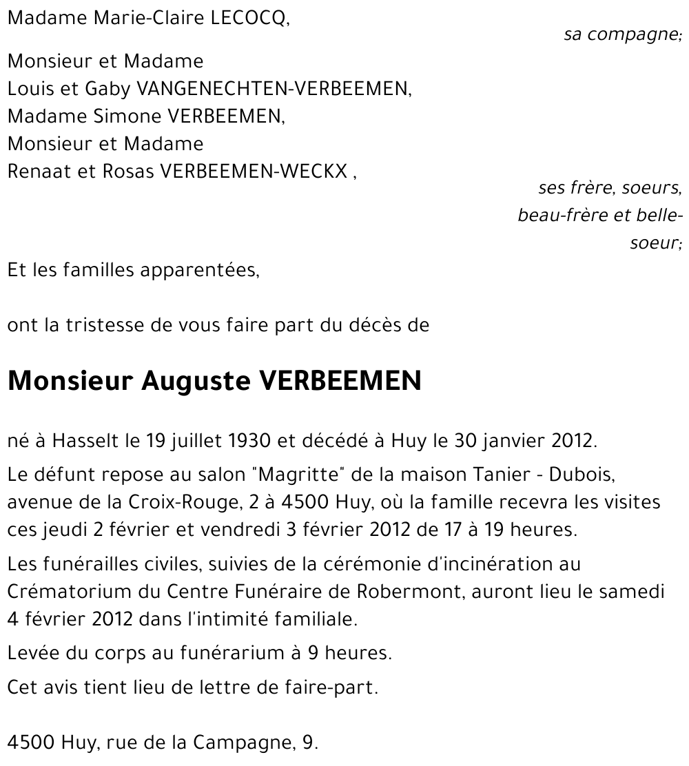 Auguste VERBEEMEN