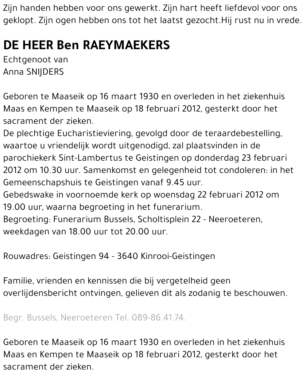 Ben RAEYMAEKERS