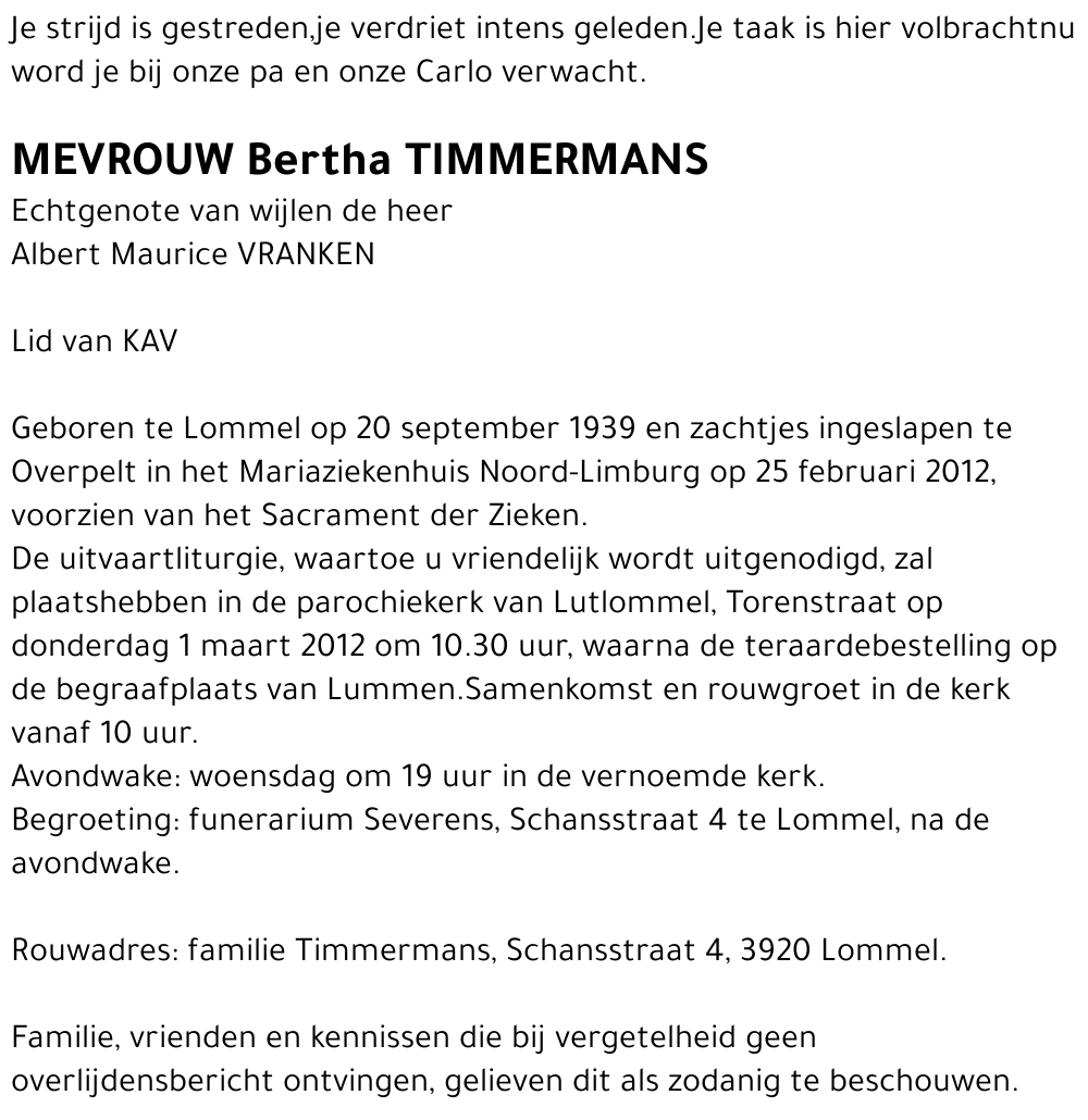 Bertha Timmermans