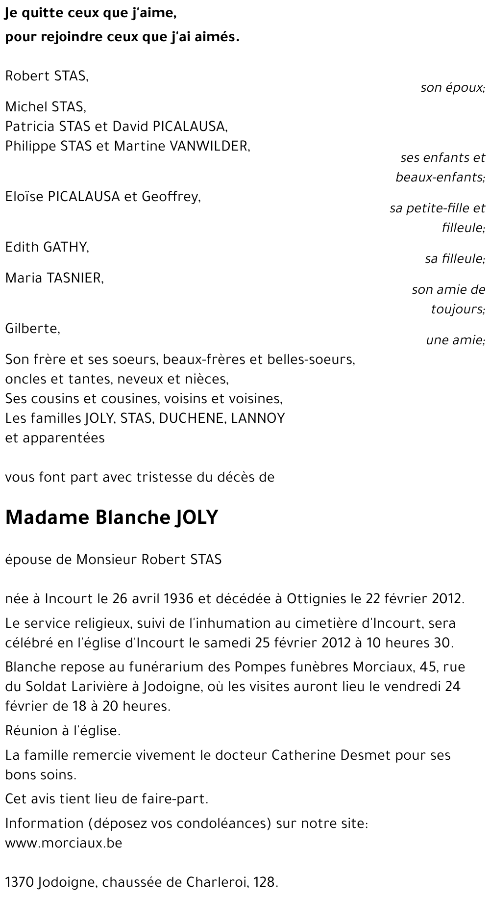 Blanche JOLY