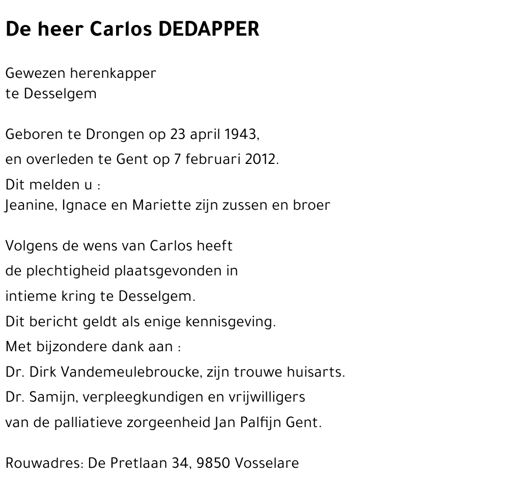 Carlos DEDAPPER