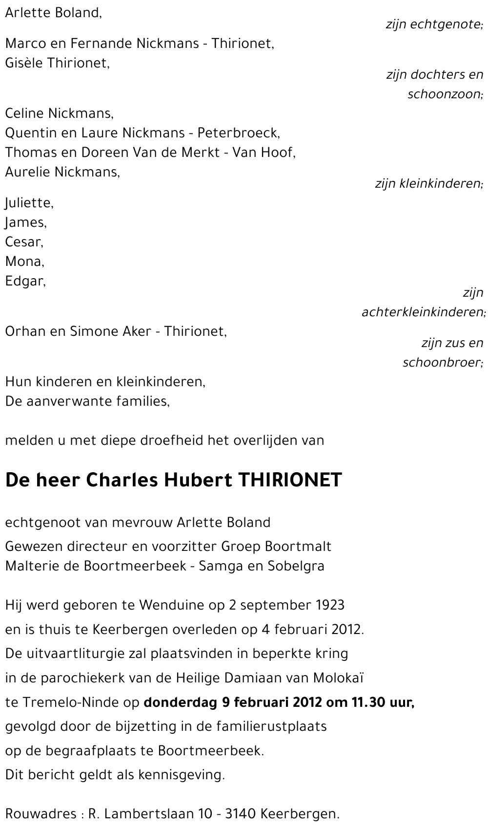 Charles Hubert THIRIONET