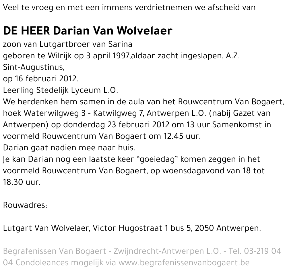 Darian Van Wolvelaer