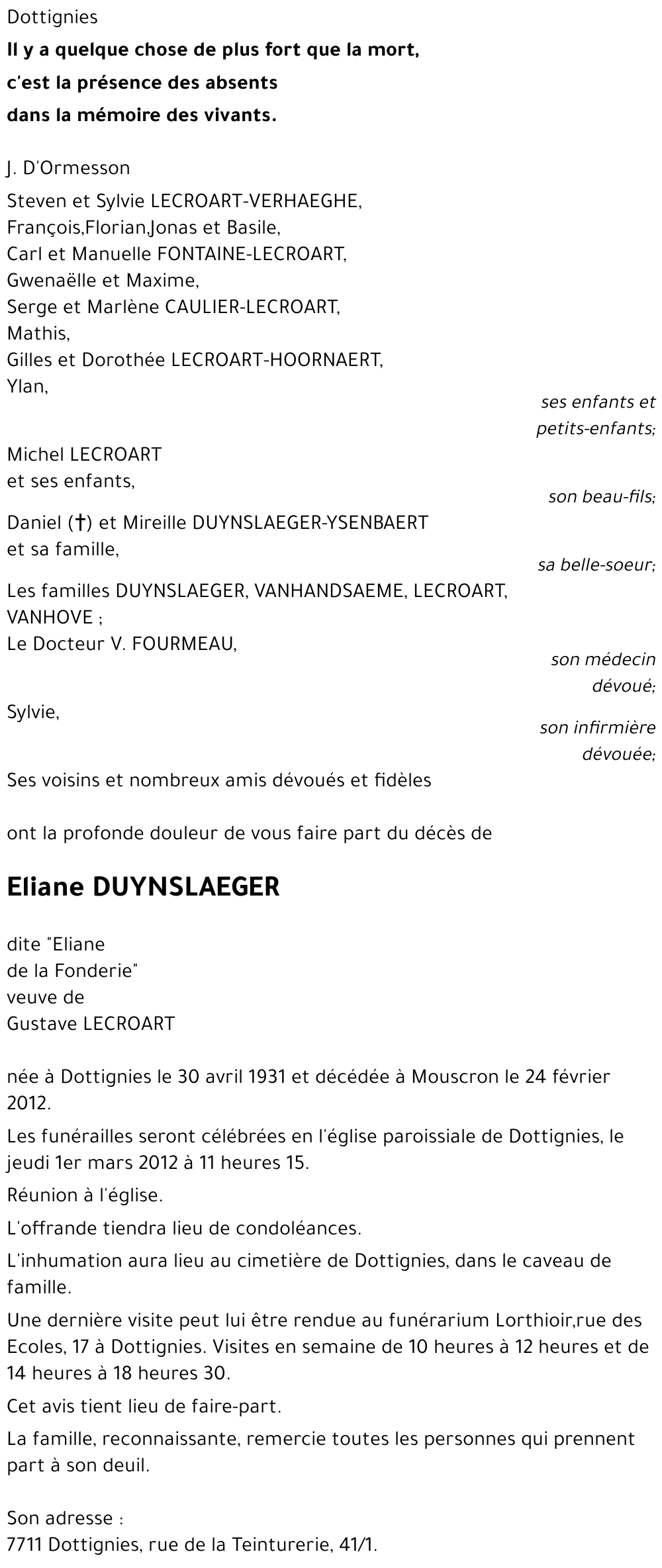 Eliane DUYNSLAEGER