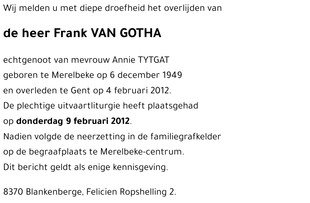 Frank VAN GOTHA