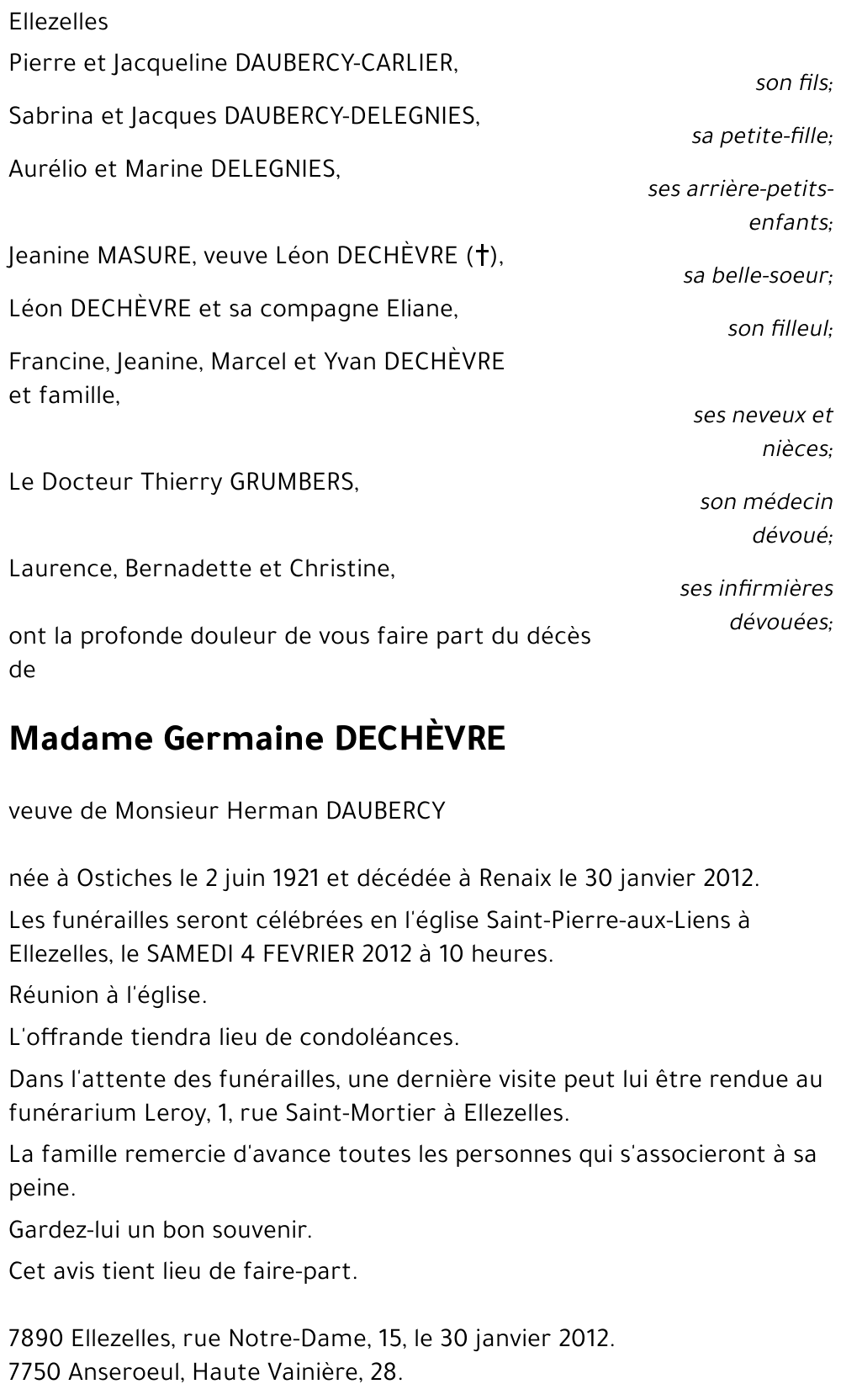 Germaine DECHEVRE