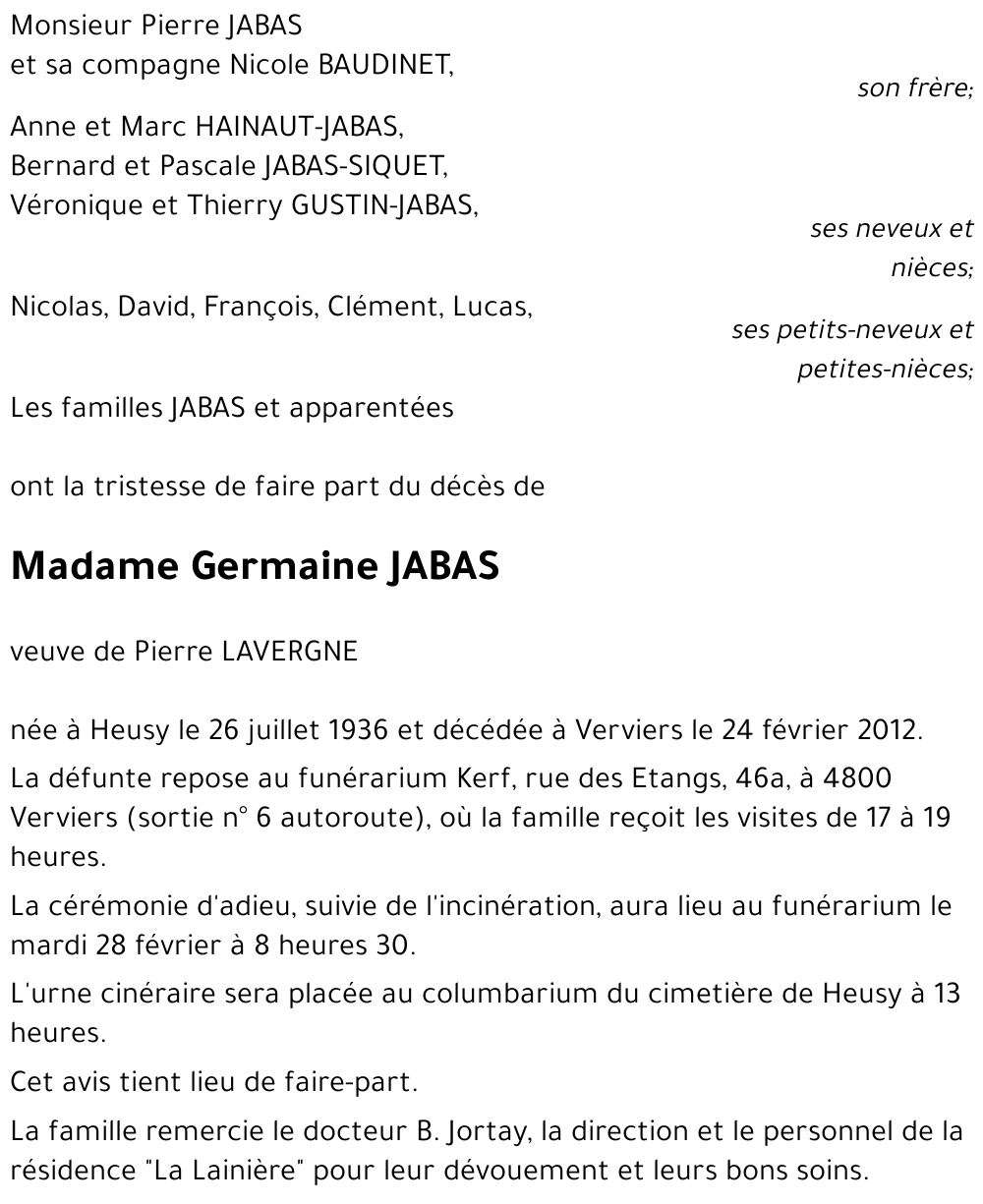 Germaine JABAS