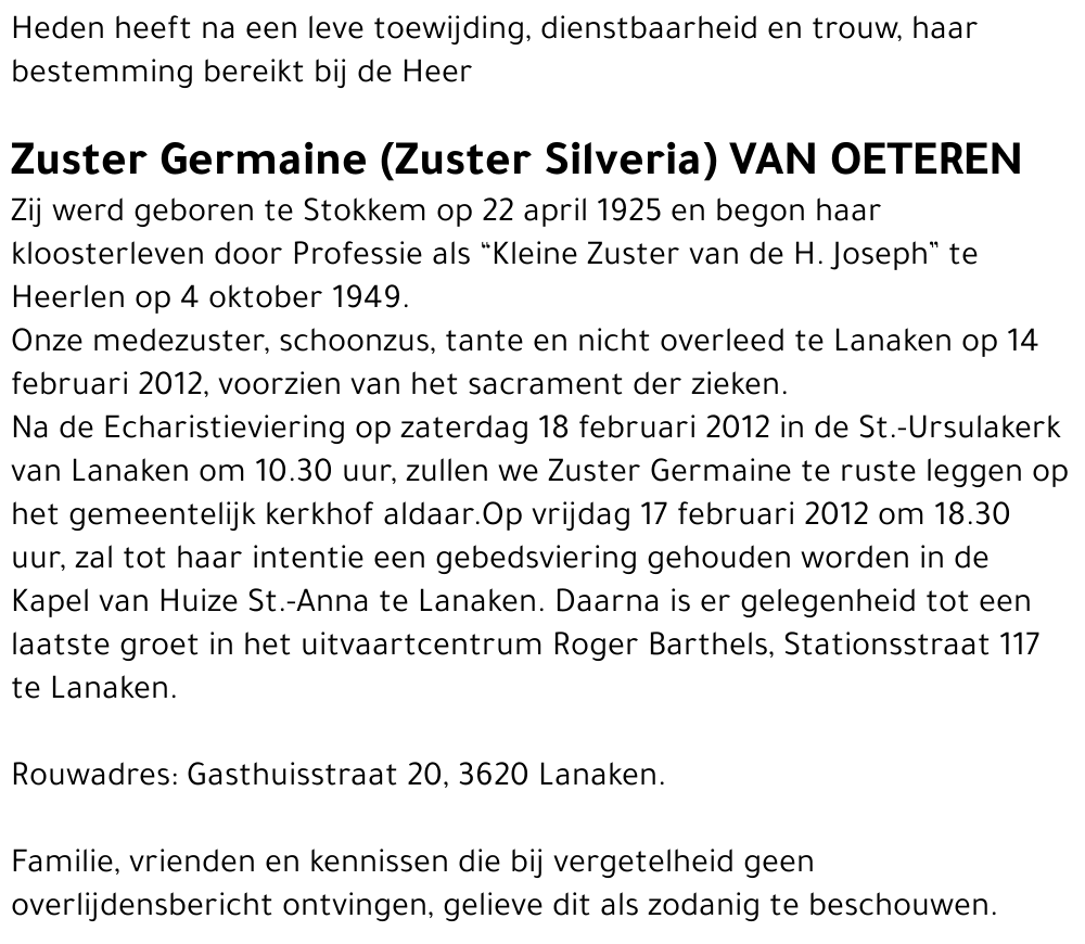 Germaine Van Oeteren