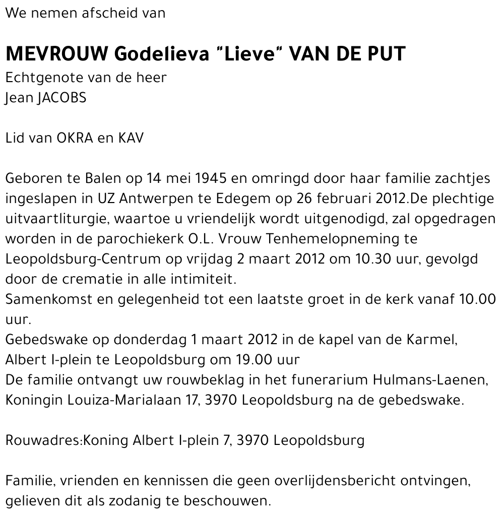 Godelieva Van de Put
