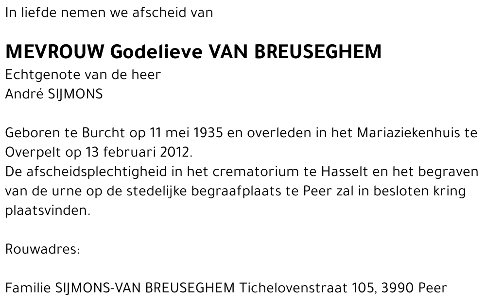 Godelieve VAN BREUSEGHEM