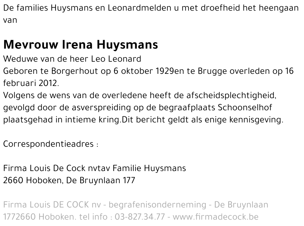 Irena Huysmans