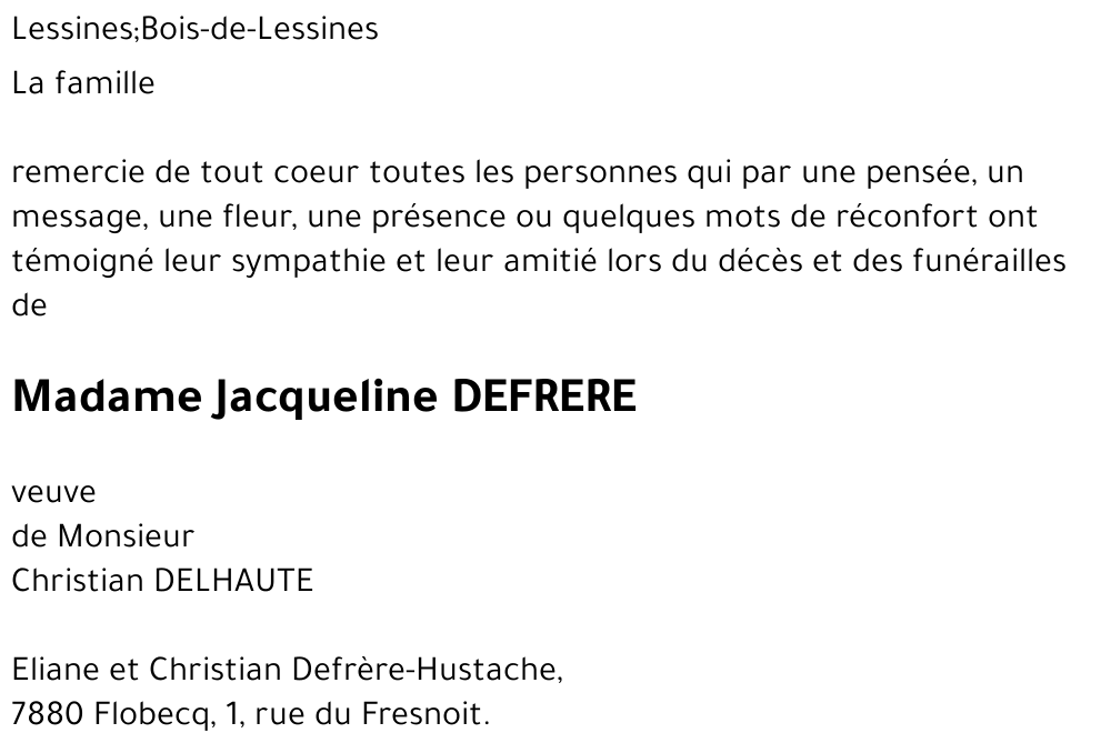 Jacqueline DEFRERE