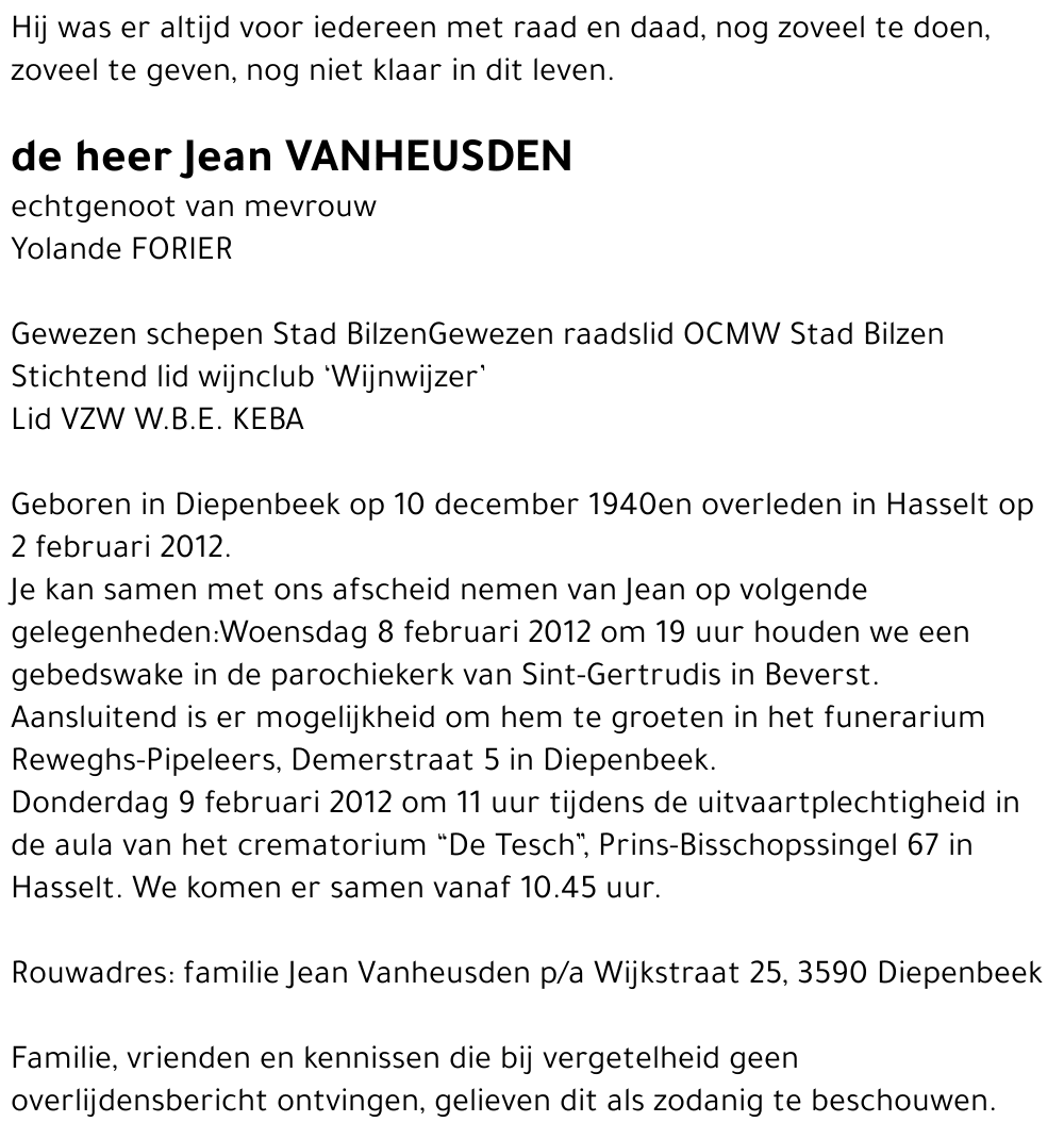 Jean VANHEUSDEN