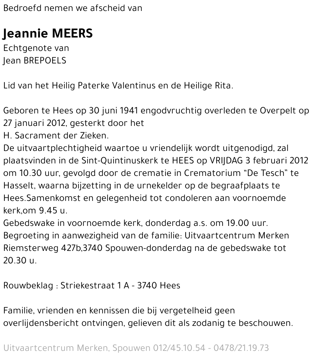 Jeannie MEERS