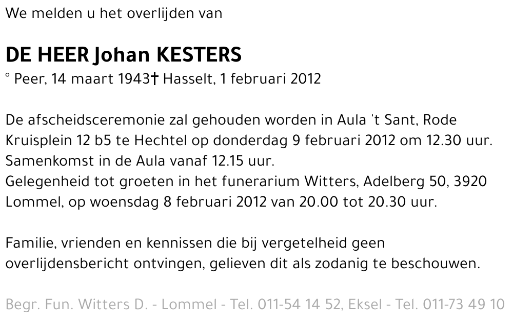Johan KESTERS