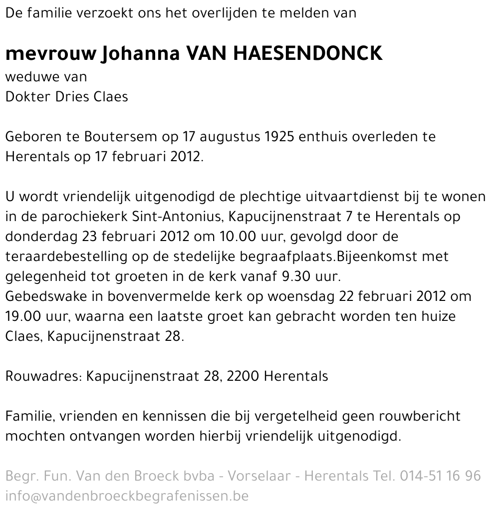 Johanna Van Haesendonk