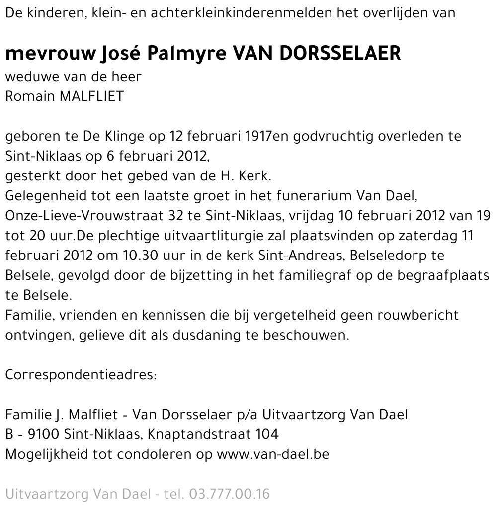 José Palmyre VAN DORSSELAER