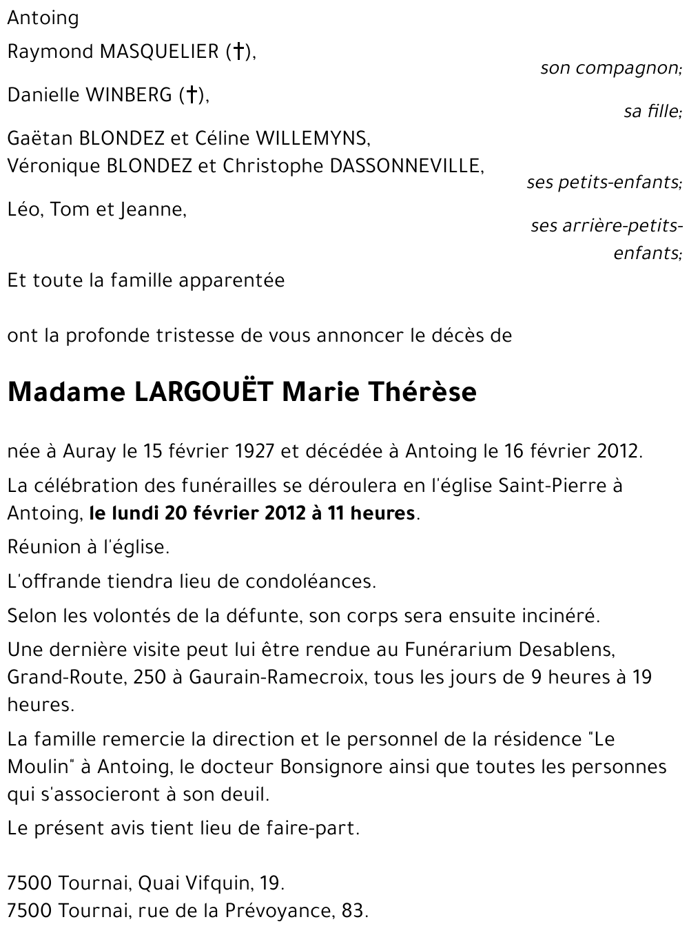 LARGOUET Marie Thérèse