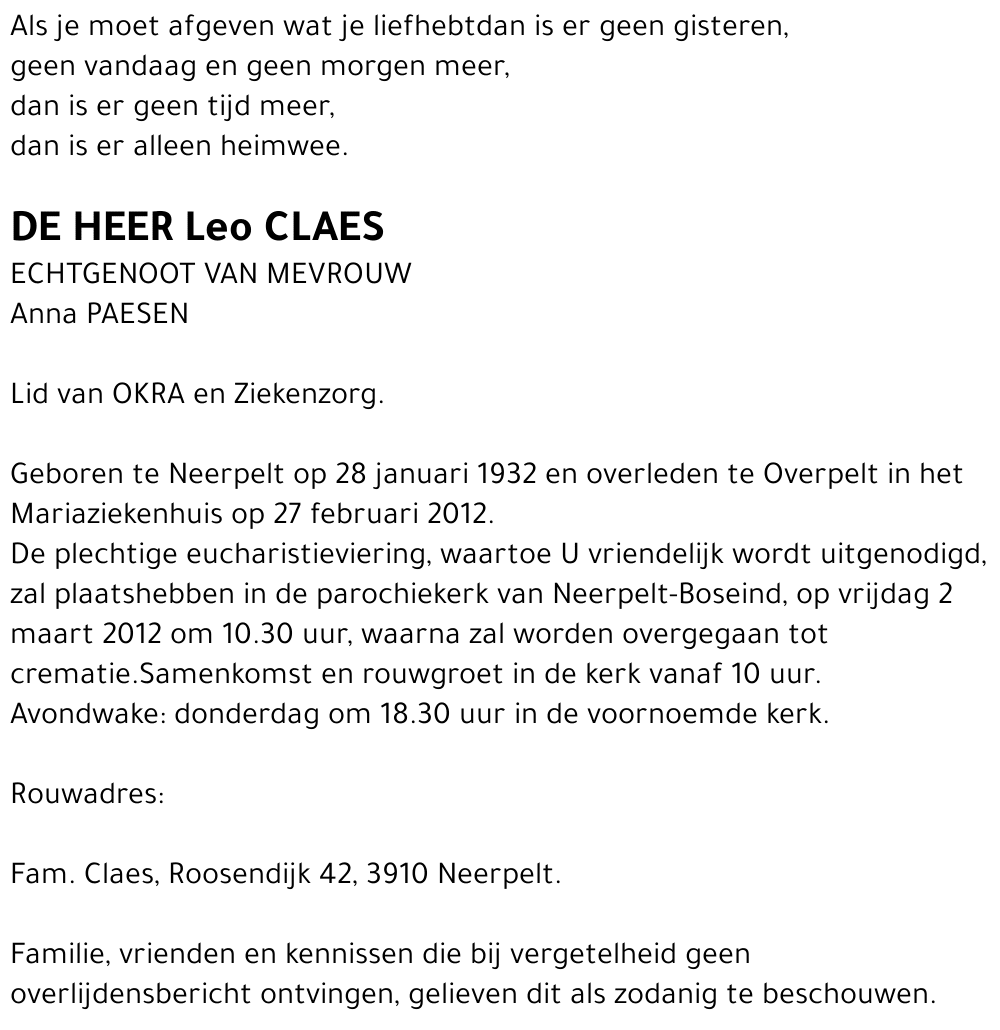 Leonardus (Lei) Claes