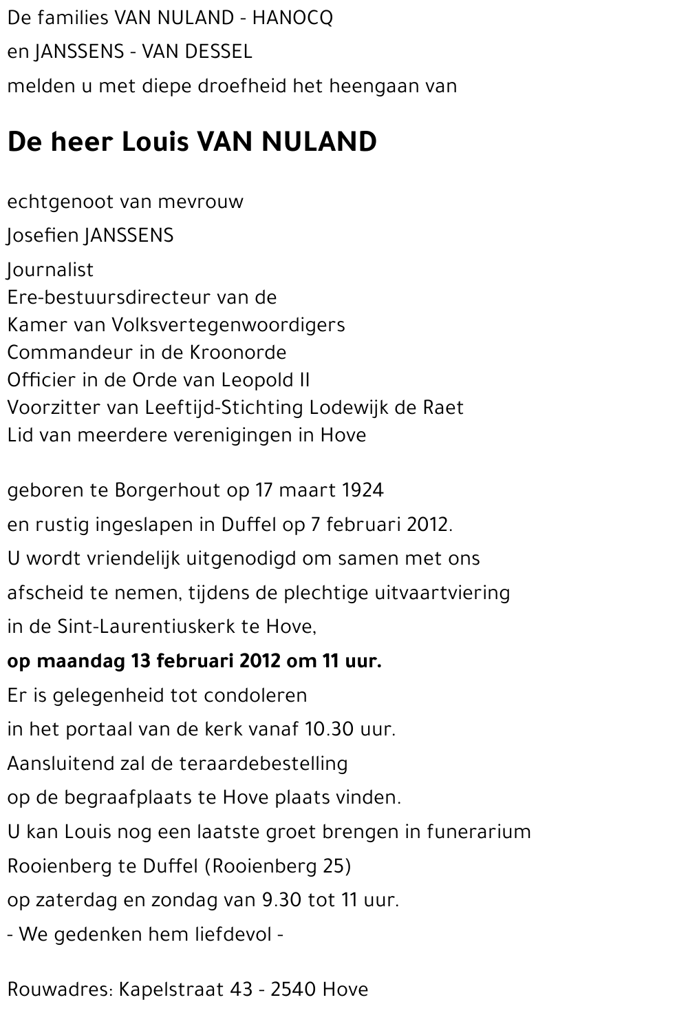 Louis VAN NULAND